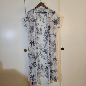 Elena Baldi Floral Sheer Kimono Cardigan Silk Blend.